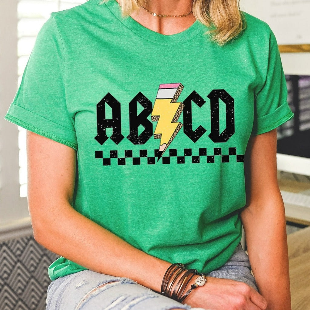 ABCD Teacher Shirt, Kindergarten Teacher TShirt, Back To School Graphic Tee, Elementary School Shirt