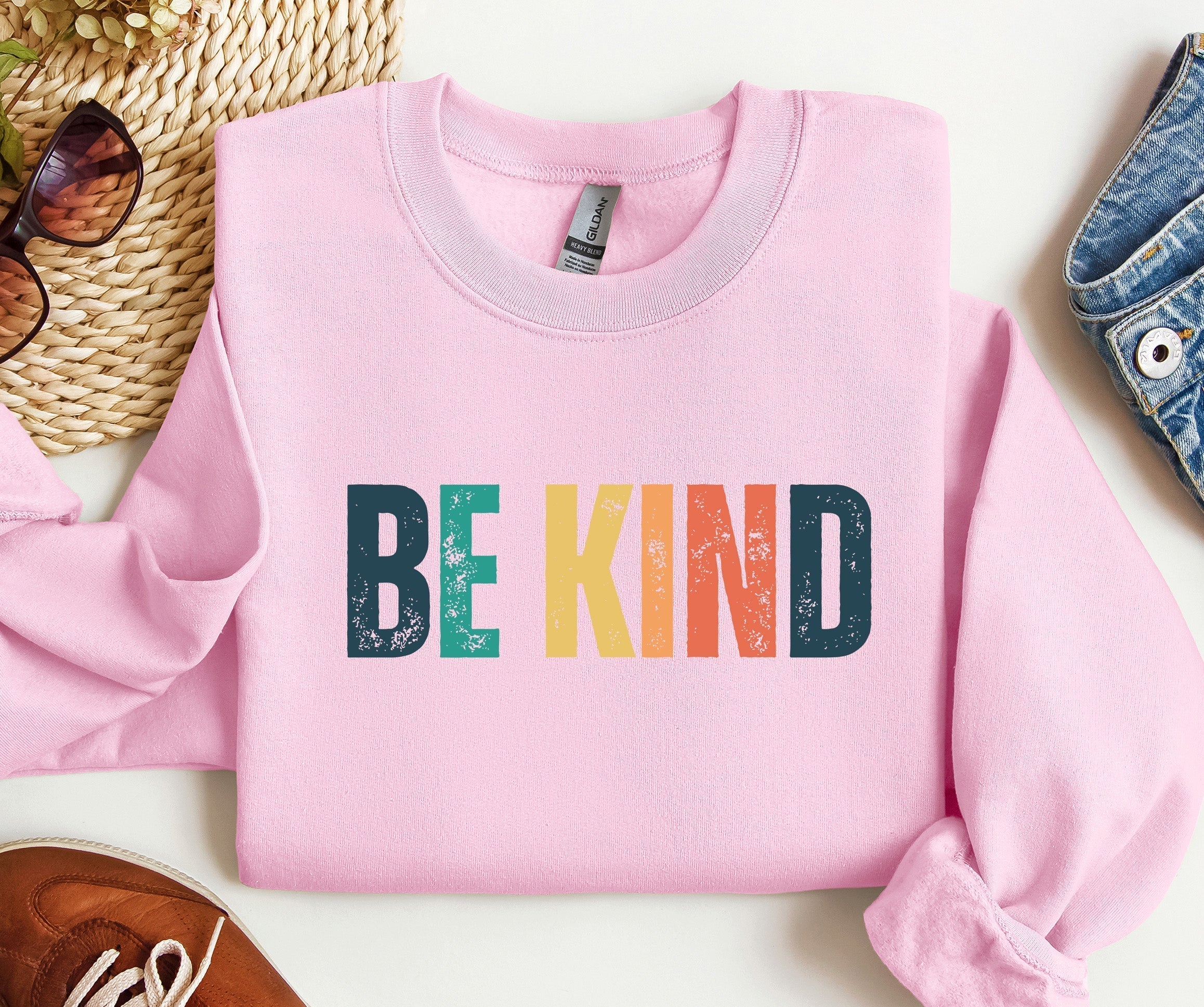 Colorful Be Kind Crewneck Sweatshirt