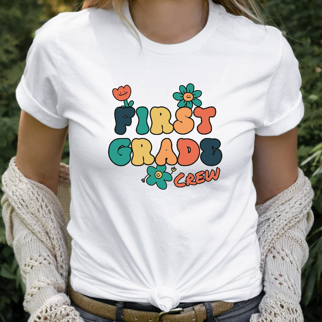 1st Grade Teacher Shirt, First Grade Crew Teacher TShirt, Back To School Graphic Tee, Elementary School Shirt