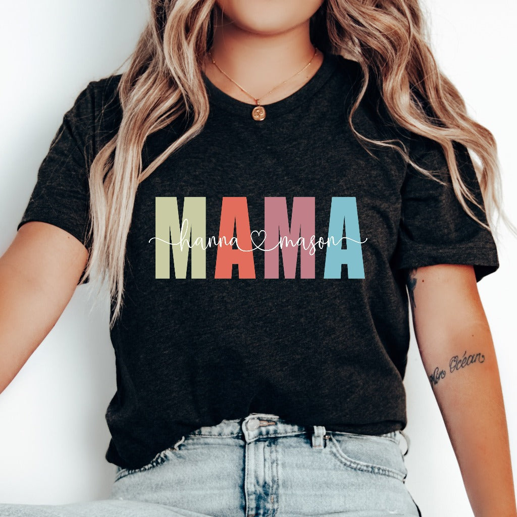 Personalized Mama Shirt, Custom Mama with Kids Names TShirt, Mother's Day Gift, Gift for New Mom