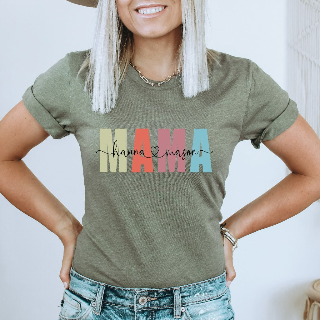 Personalized Mama Shirt, Custom Mama with Kids Names TShirt, Mother's Day Gift, Gift for New Mom