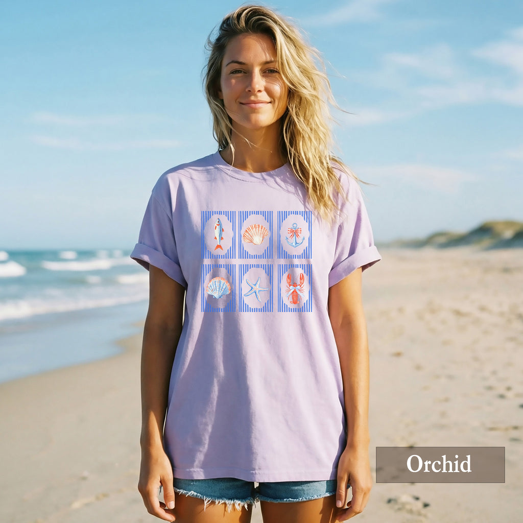 Preppy Coastal Nautical Beach Comfort Colors® Tee