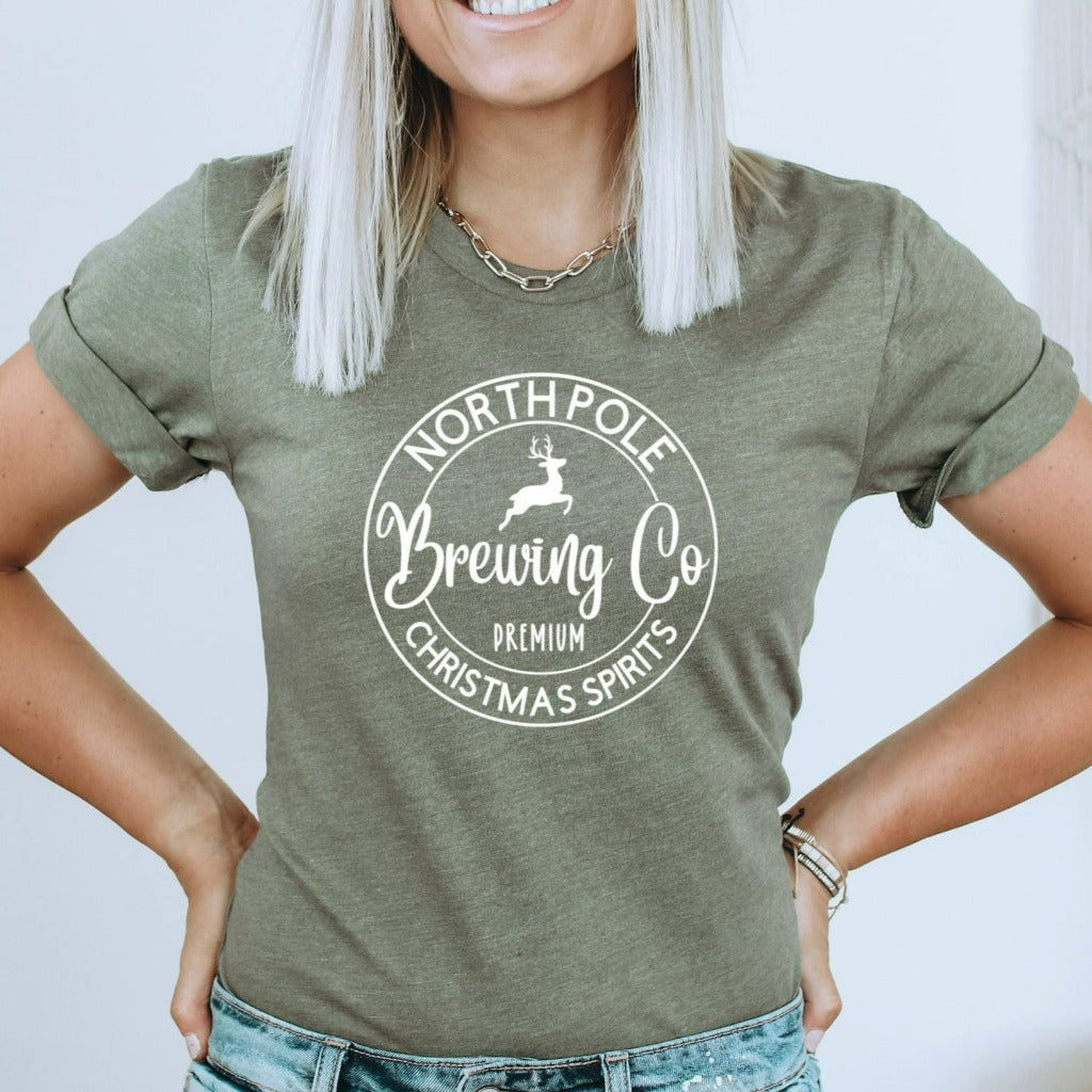 North Pole Brewing Company Shirt, Funny Christmas TShirt, Christmas Graphic Tee for Her