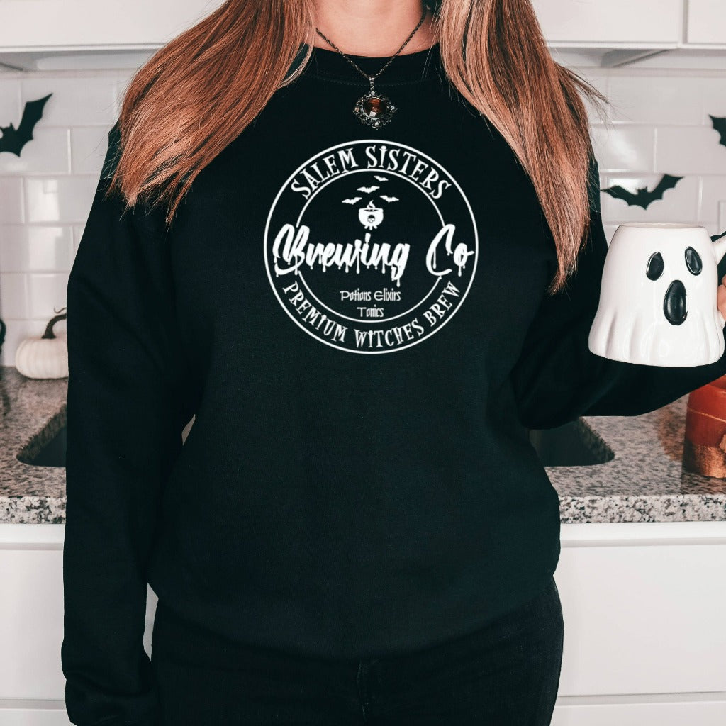 Fall Sweatshirt, Salem Sisters Brewing Halloween Crewneck, Women's Funny Halloween Sweatshirt
