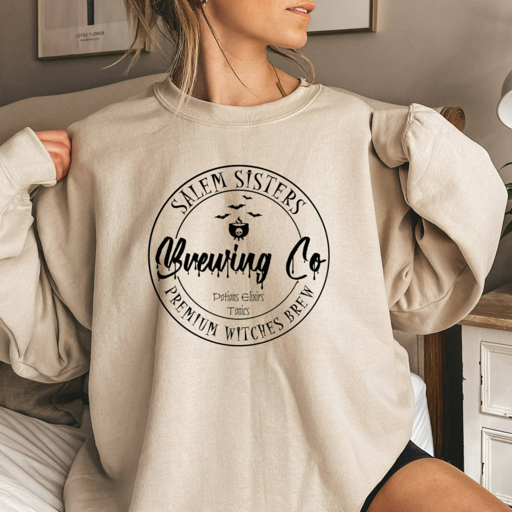 Fall Sweatshirt, Salem Sisters Brewing Halloween Crewneck, Women's Funny Halloween Sweatshirt